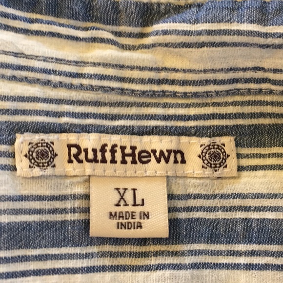 Ruff Hewn Blue Button Down Top Shirt Cap Sleeve XL - Picture 4 of 6
